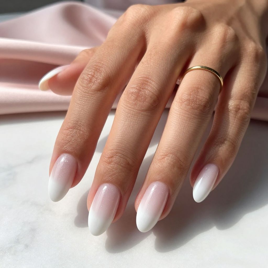 White Ombre Gradient Nails