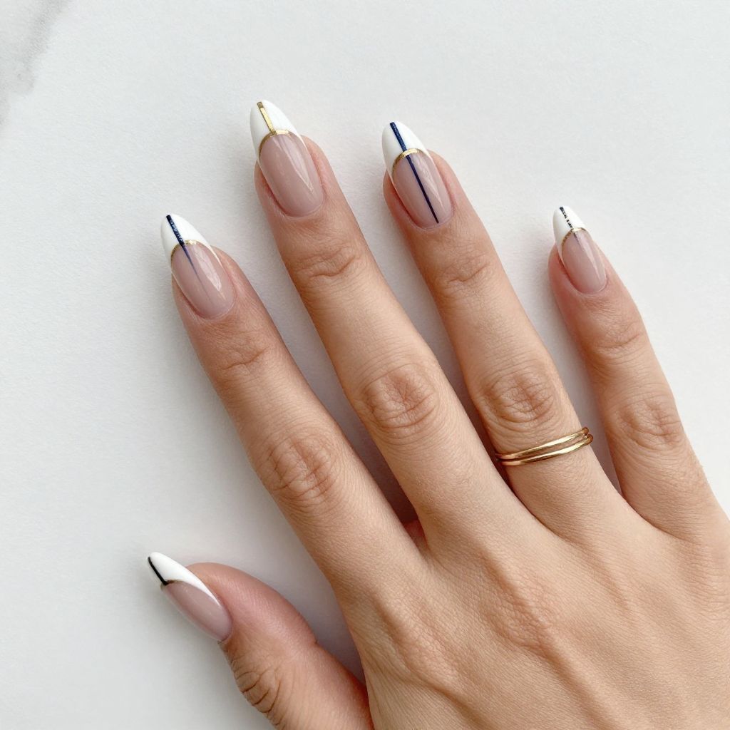 Striped White Tip Nails