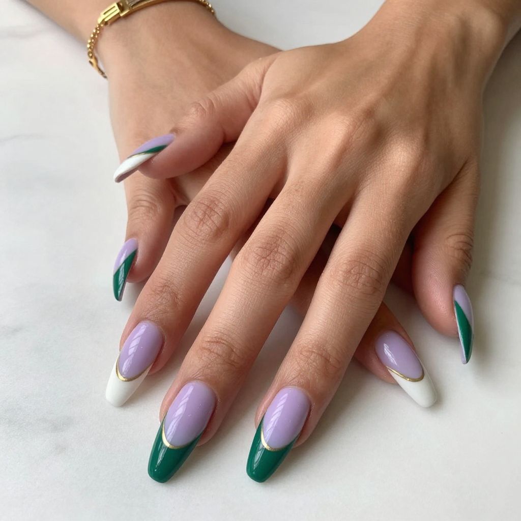 Two Tone White Tip Nails