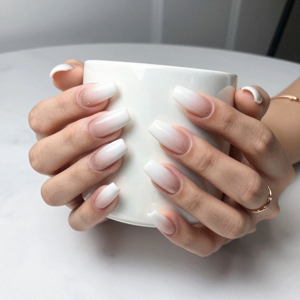 Ombre White Tip Nails