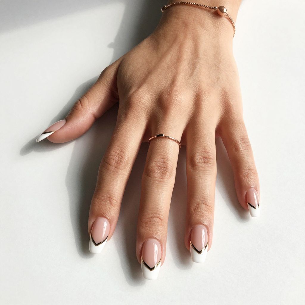 Geometric White Tip Designs