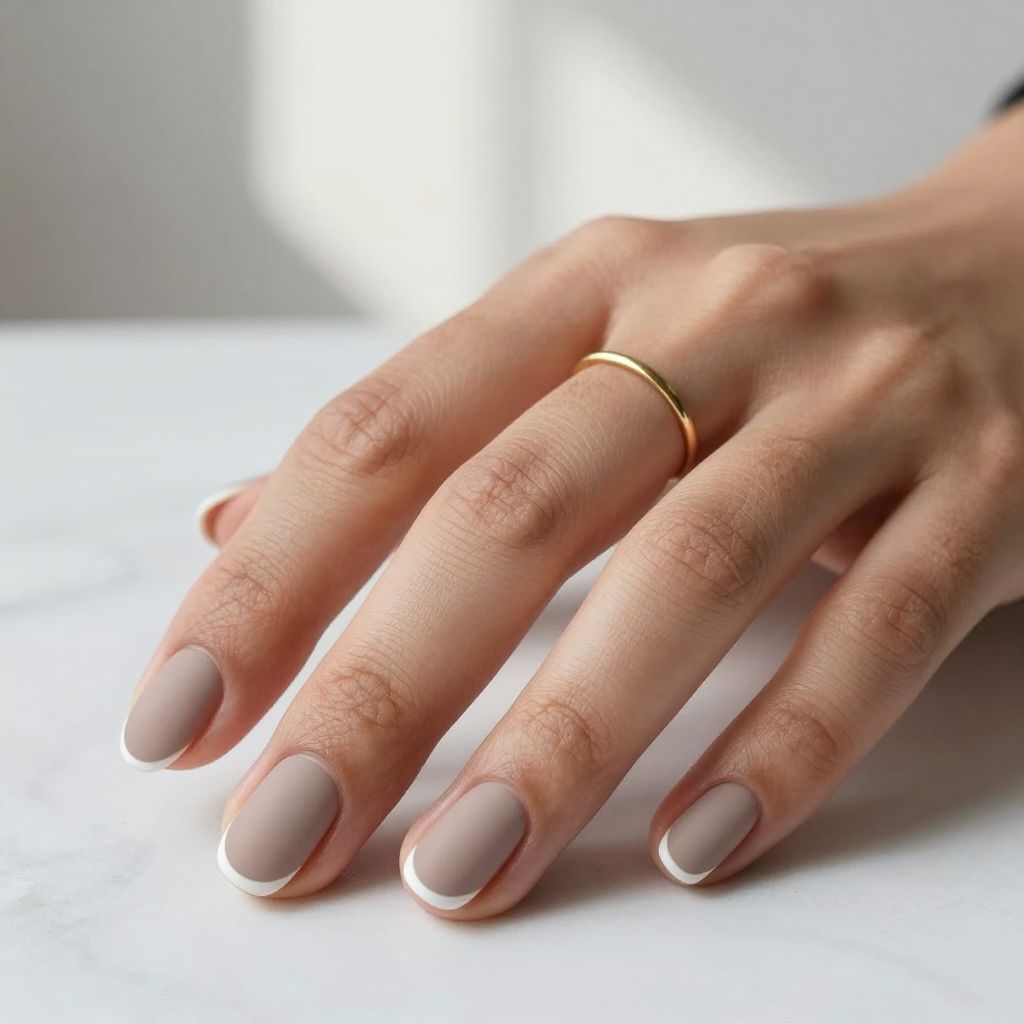 Minimalist White Tip Line Nails