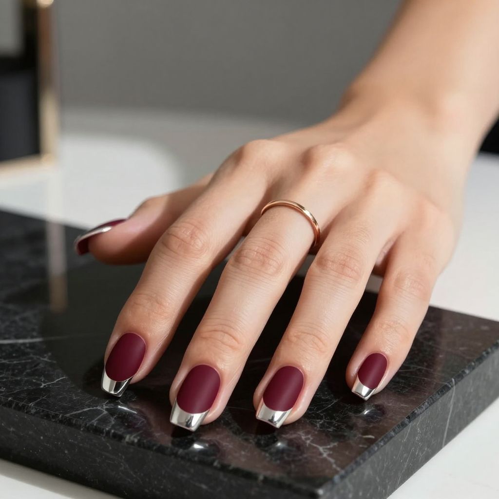 Chrome White Tip Nails