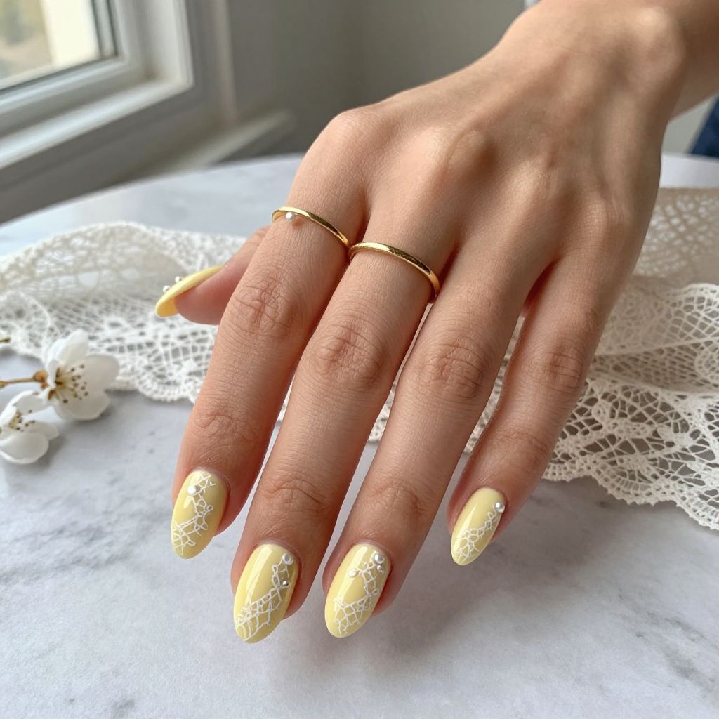 Yellow nail design 12