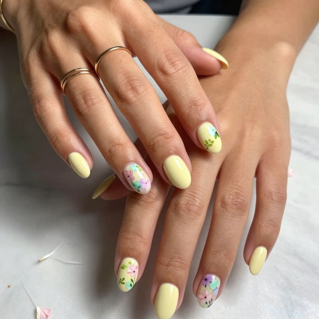 Yellow nail design 9