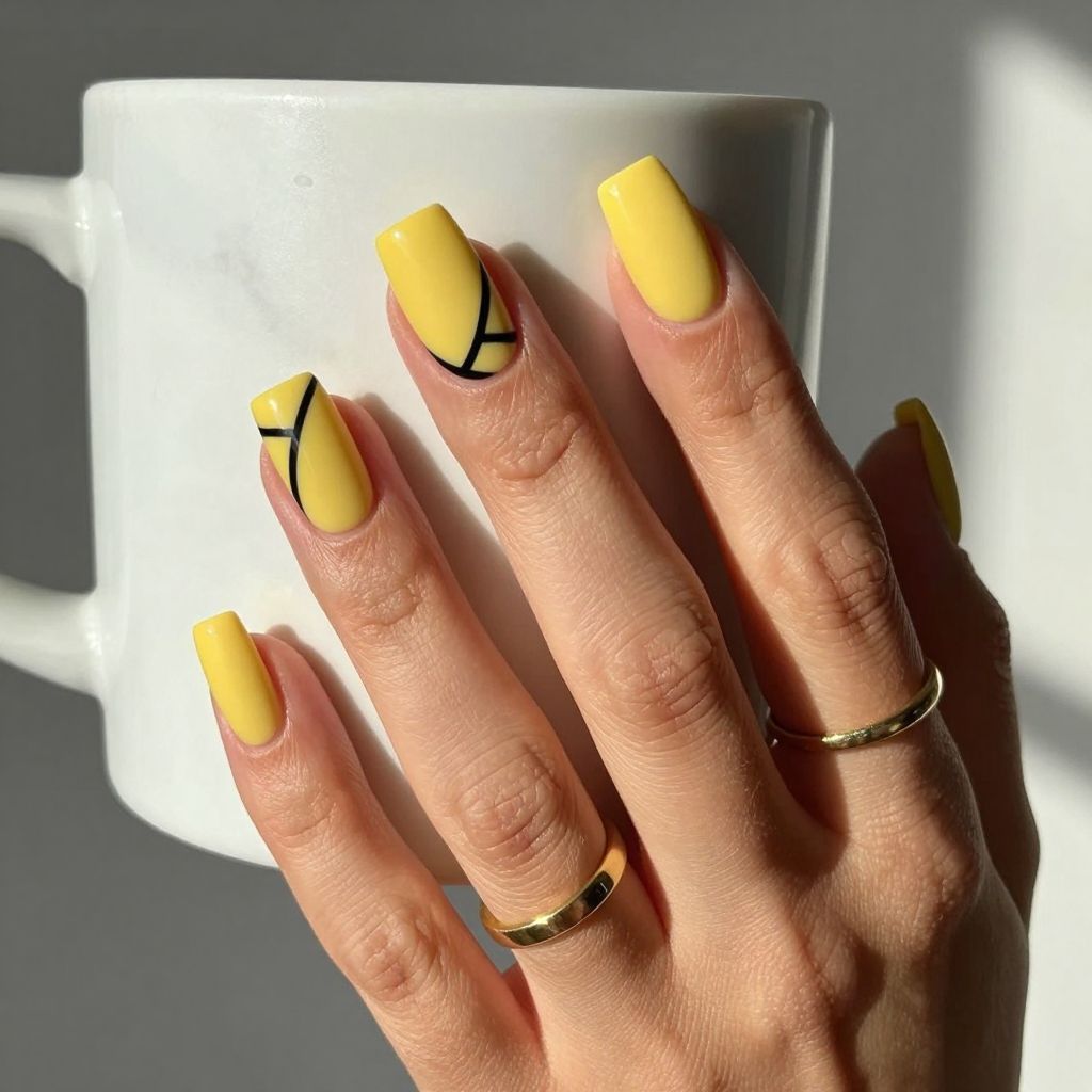 Yellow nail design 8